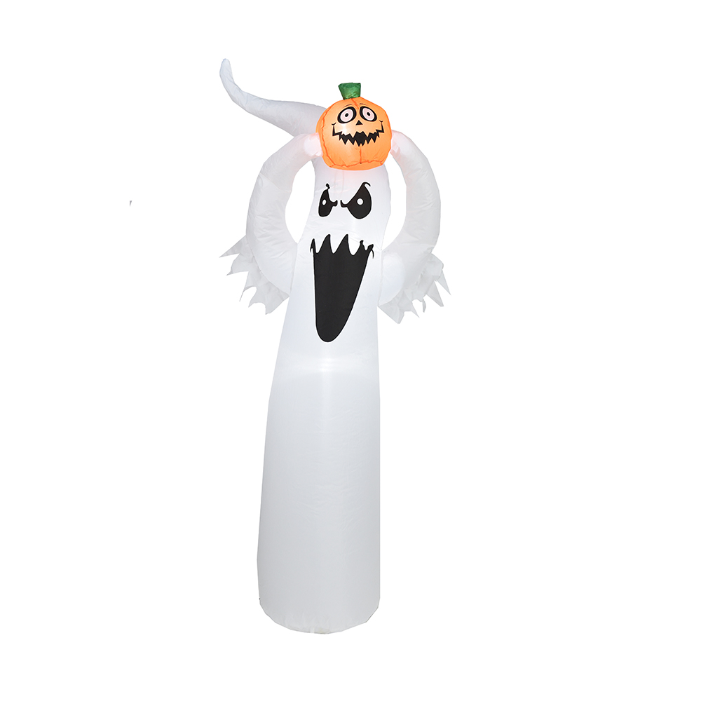 180 cm Halloween oppblåsbar hvit spøkelseshold gresskar utendørs dekorasjon （innebygd LED）